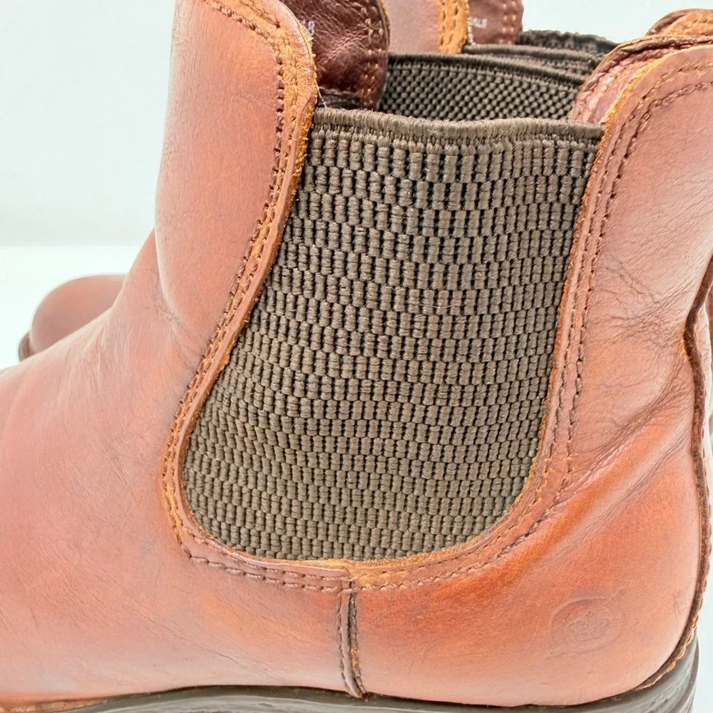 Born Kerri Brown Leather Chelsea Ankle Boots F53516 Womens 7M Lug Sole
